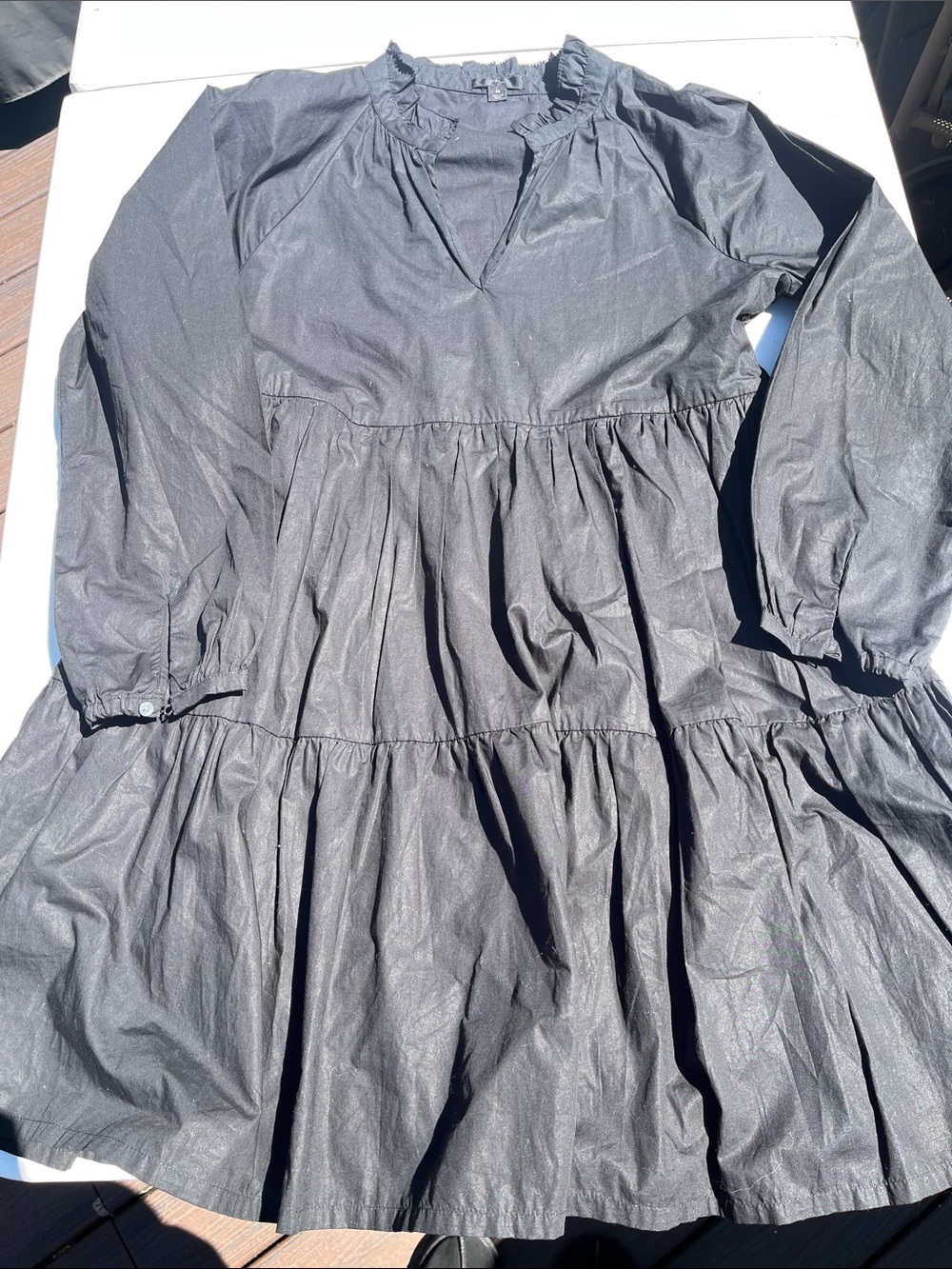 J. Crew Black Ruffled Neck Blouse